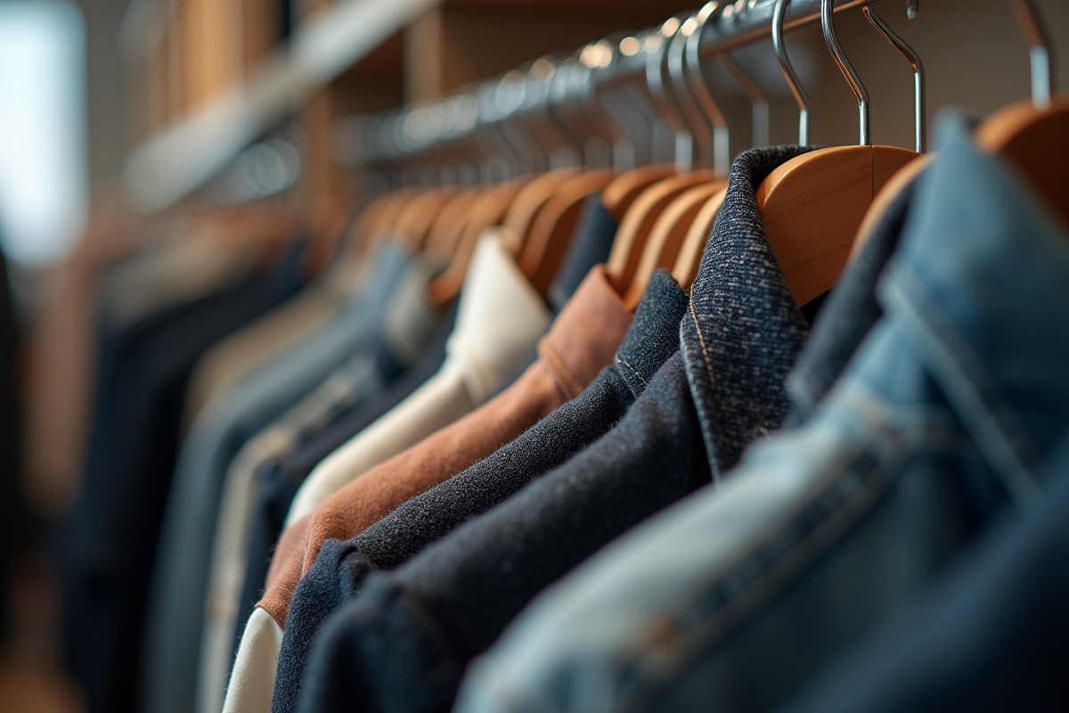 Étiquettes de vêtements 2XL et XXL suspendues en magasin