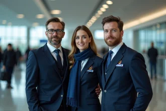 Agents d'Aéroports de Paris en uniforme en coton équitable