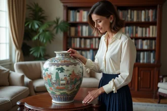 Vase Ming d'Ibride entouré d'éléments de décoration tendance