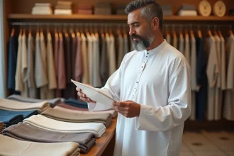 Qamis élégant porté par un homme lors d'un événement formel