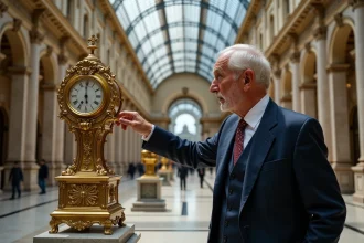 Visiteurs admirant des œuvres d'art à la Biennale des Antiquaires au Grand Palais