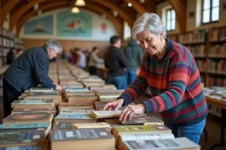 Salon Emmaüs à la Porte de Versailles, visiteurs découvrent des stands variés