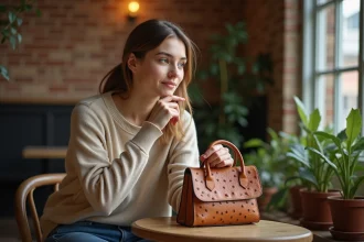 Sac en cuir d'autruche élégant et intemporel