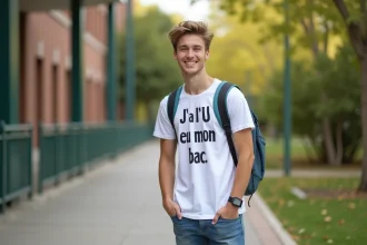 T-shirt célébrant l'obtention du baccalauréat avec un message motivant