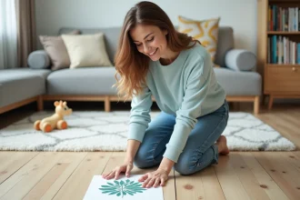 Stickers colorés pour sols dans un intérieur moderne