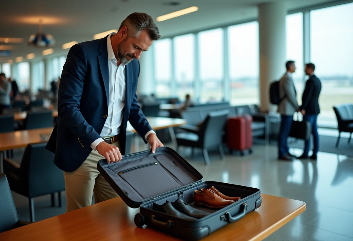 Homme organisant sa valise à l