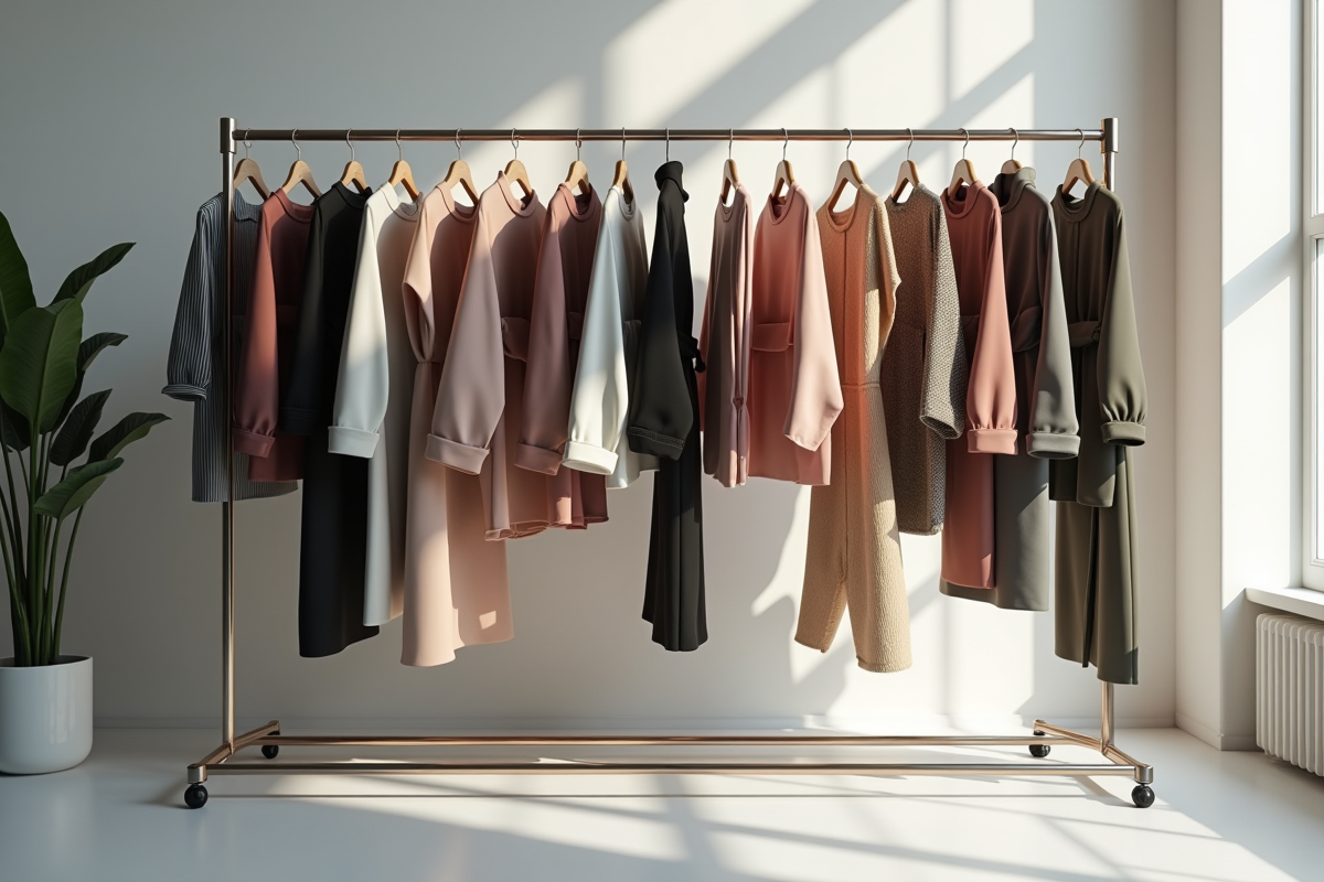 Rayon de vêtements modernes dans un studio lumineux